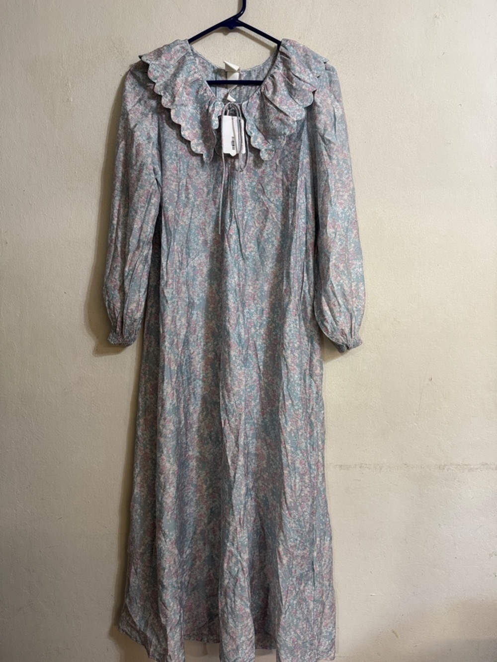 H&M Light Blue Floral Ruffle-Collar Maxi Dress Size XS NWT! - Picture 8 of 8